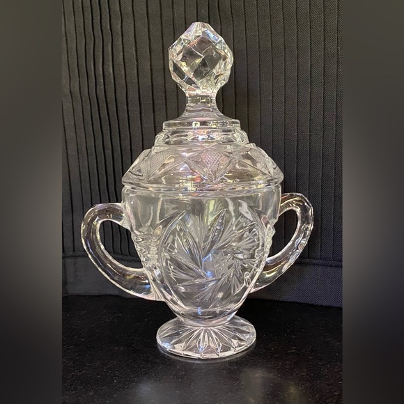 Sugar Creamer Set with Tray - Crystal Clear Industries/Poland -Hand Cut Crystal - Picture 7 of 11